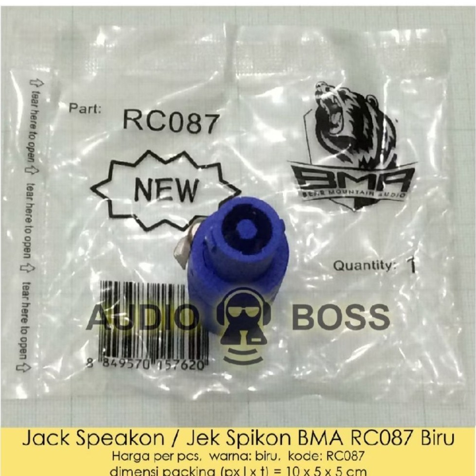 Jack Jek Jeck Jec Speakon Spikon BMA RC087 Biru