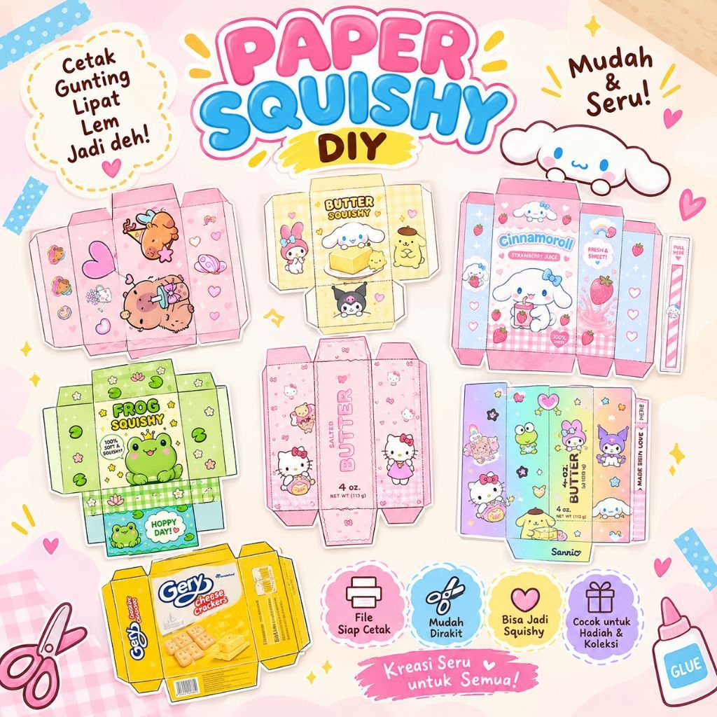 paper squishy DIY/kertas squishy berbagai macam karakter