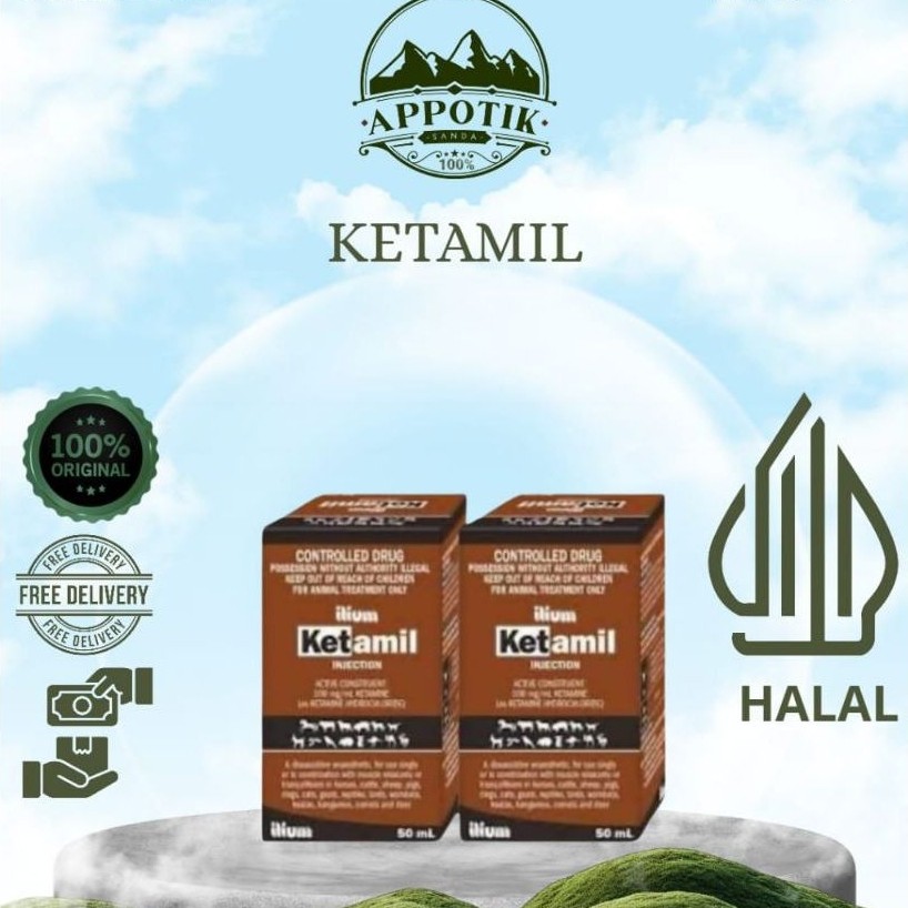 PAKET 7 Ketamil Ilium merek obat bius atau anestesi lokal/umum disosiatif khusus untuk hewan yang me