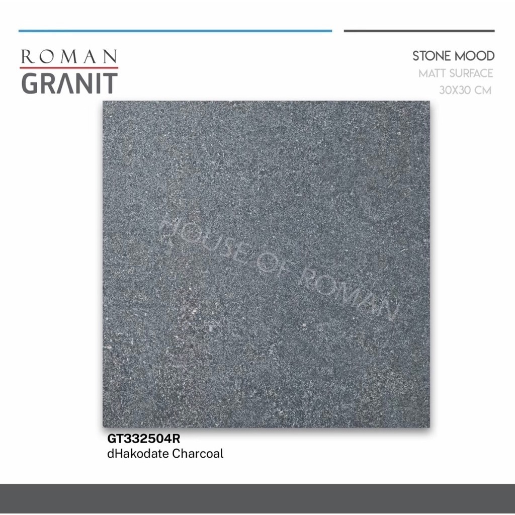 Roman Granit dHakodate Charcoal/Granit Carport 30x30 Permukaan Kasar/Granit Teras Garasi