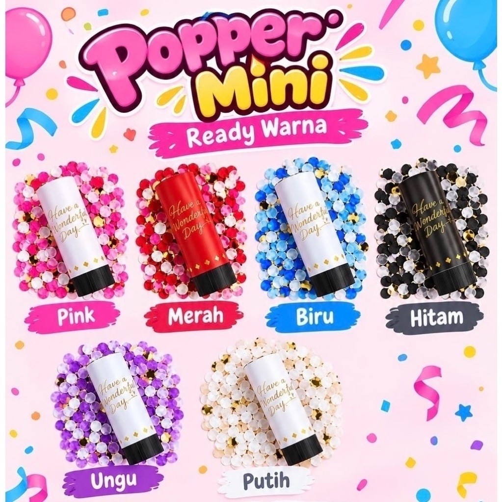 Confetti Popper Mini / Poper Mini / Party Popper Mini Confetti Soft Colour Confeti