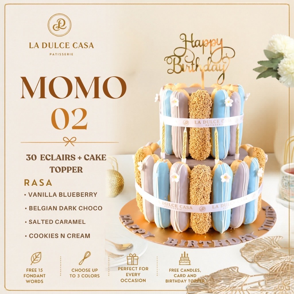 Eclairs Tower choux cake kue hampers gift set kado