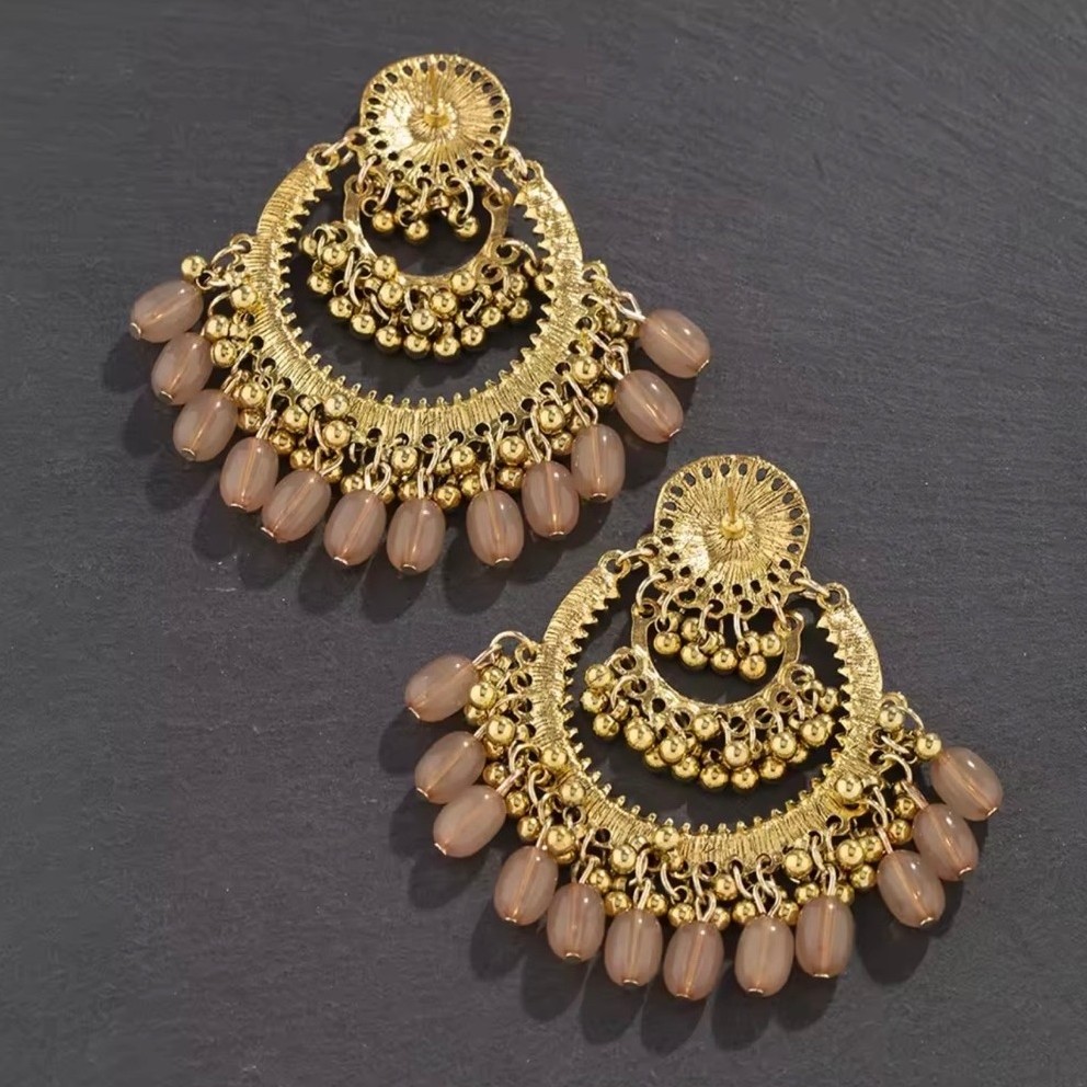 Anting India Bulat Rumbai Manik Besar Mix Kristal Ready 5 Warna Ori India Limited Stock