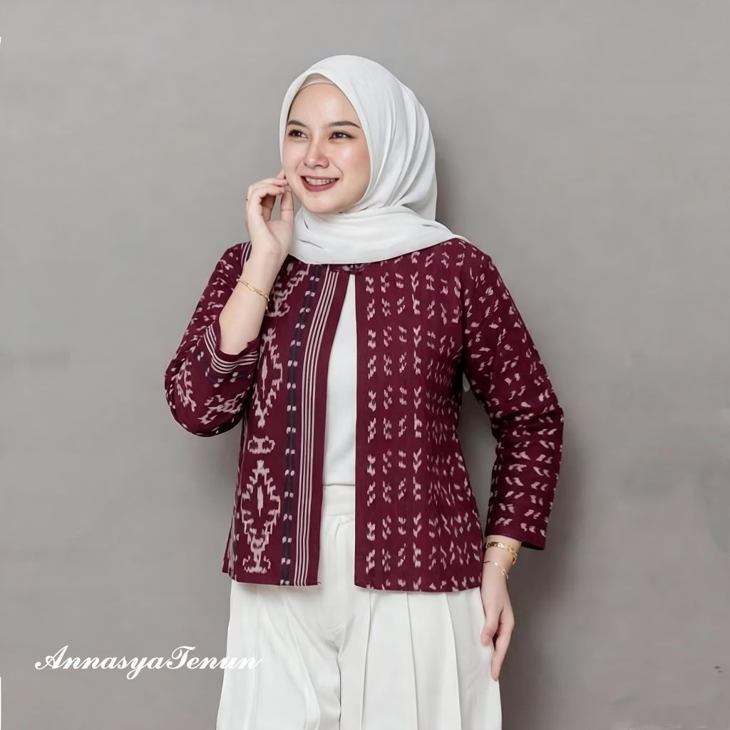Outer Wanita Tenun Batik Motif Troso Original Bahan Tenun