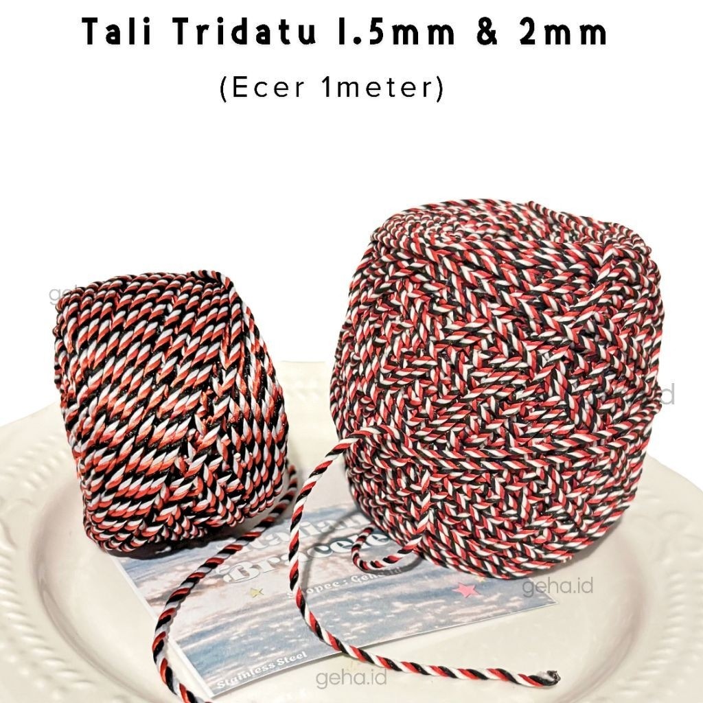 Tali Tridatu 1.5mm & 2mm | Tali Tridatu Gradasi DIY Handmade Ecer 1 Meter