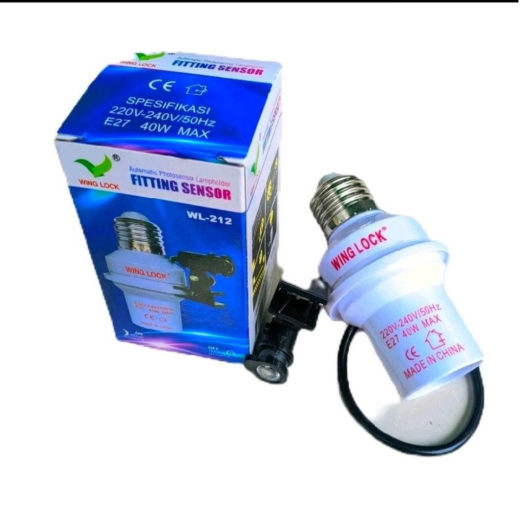 WINGLOCK Fitting Fiting Lampu Sensor Cahaya Matahari Otomatis WING LOCK Tempat Lampu Sensor Cahaya