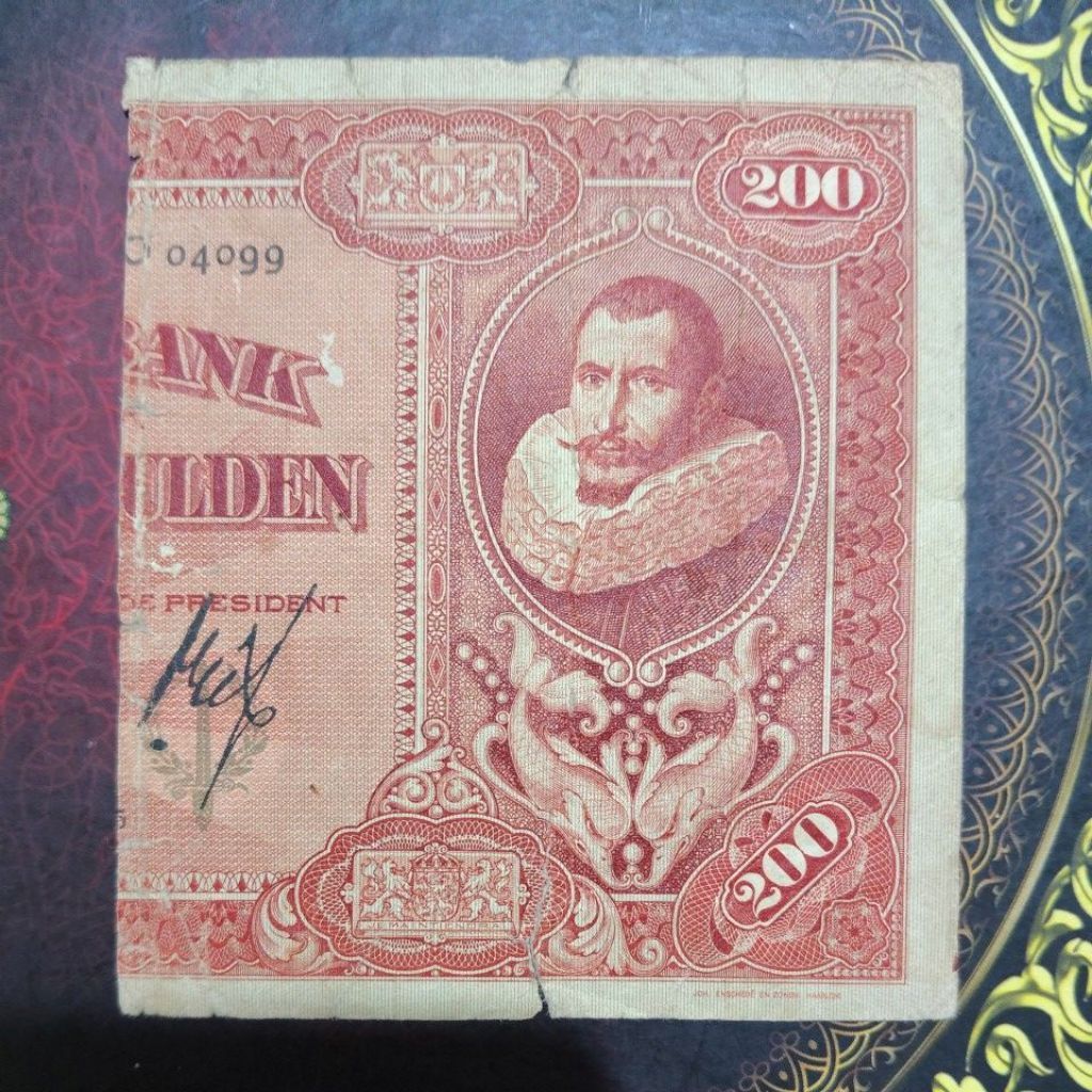 Uang Coen de Javasche Bank 200 gulden fine senering sanering langka