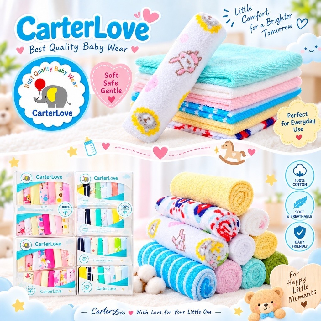 Sapu Tangan / Washlap Carter's Baby Grow 8 in 1 ( isi 8)