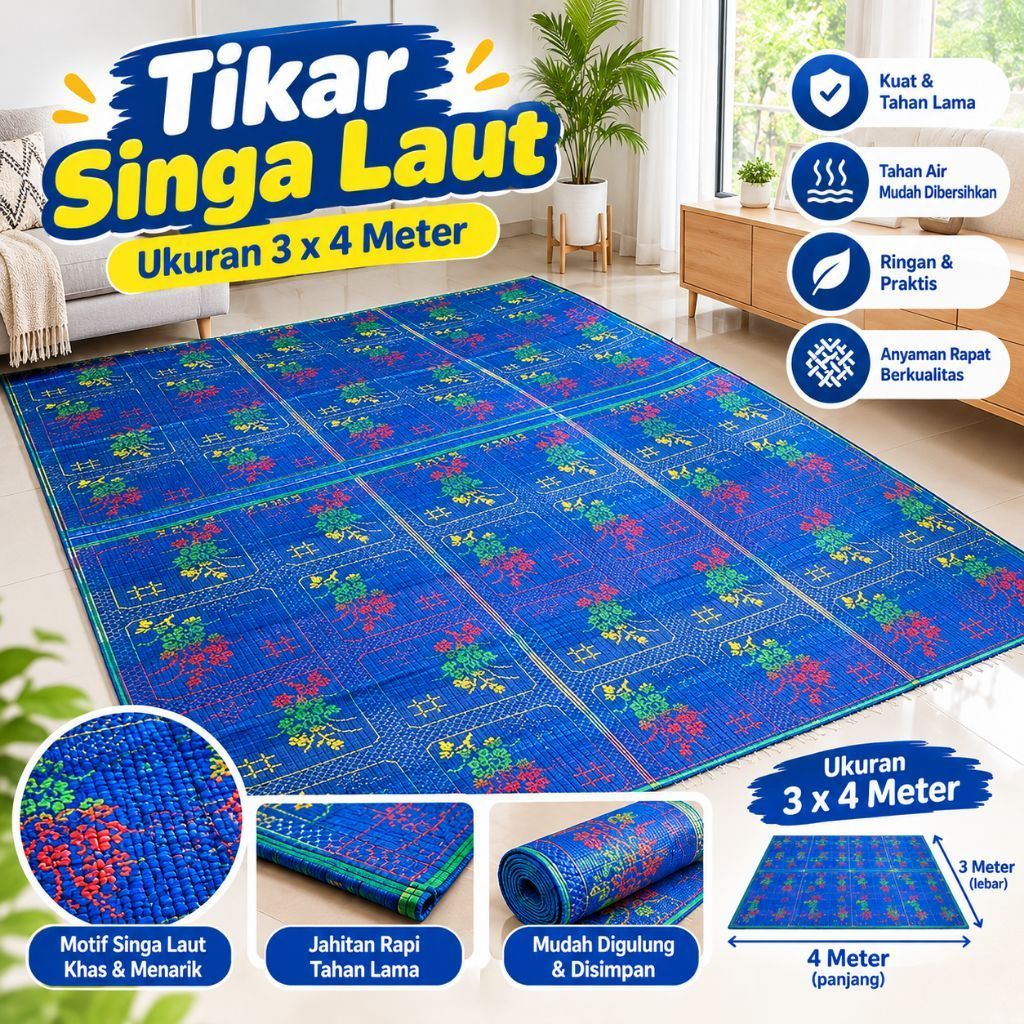 Terlaris...tikar lipat jumbo 300x400 cm tikar plastik tenun tikar singa laut dan swallow