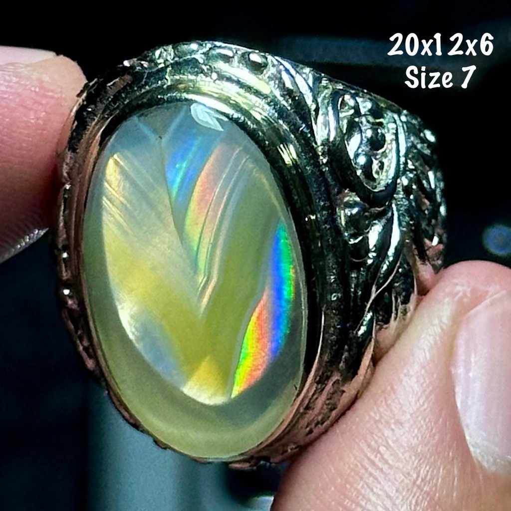 Cincin Batu Akik Natural Iris Junder Pelangi Kristal (asli alam)