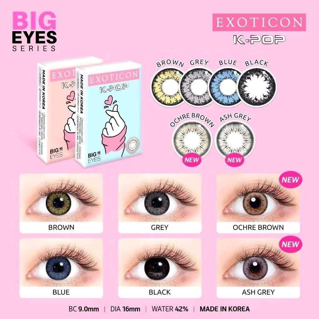 Softlens K-Pop Exoticon Grey 16mm - Desain Natural, Kualitas Tinggi, Kenyamanan Maksimal