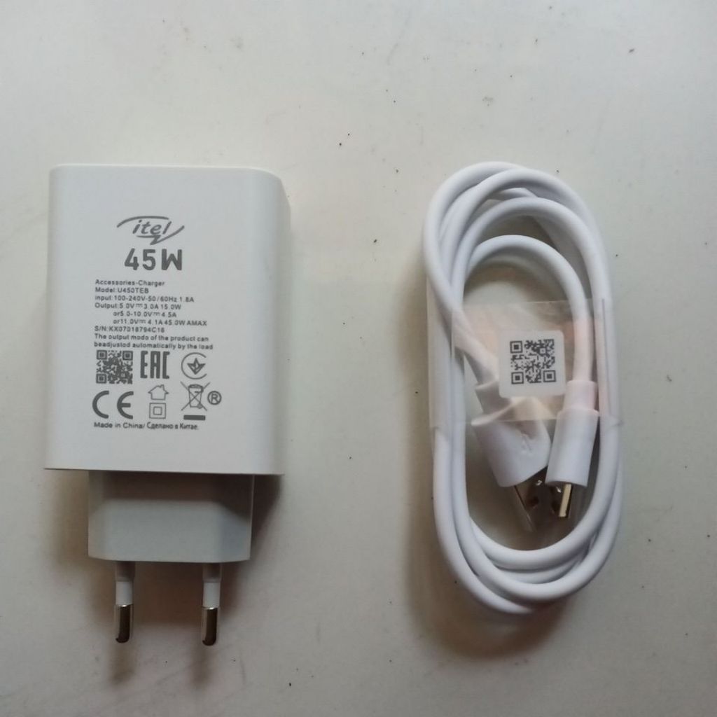CHARGER ITEL RS4 45W "WATT" TYPE-C ORIGINAL COPOTAN HP SECOND (Baca Deskripsi)