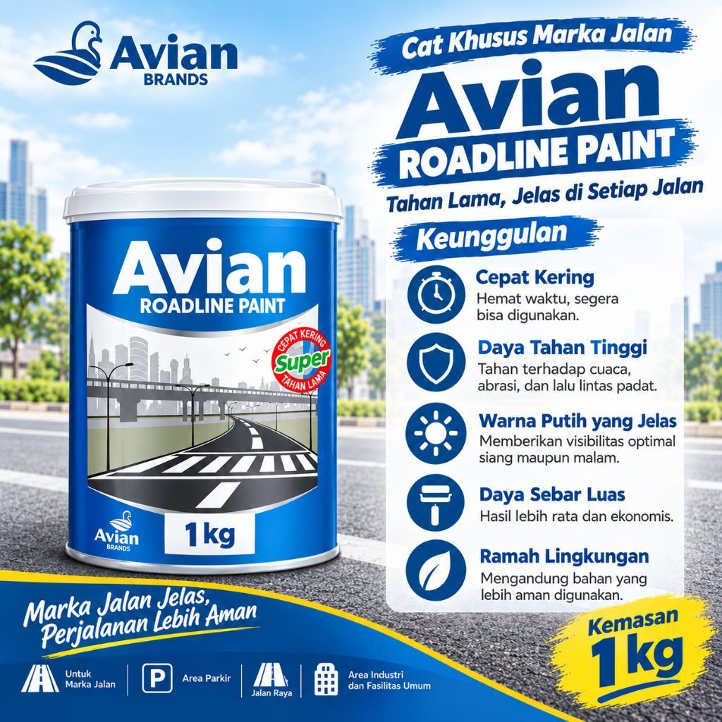CAT AVIAN ROAD LINE PAINT/CAT JALAN CAT KOLAM 1 KG TERMURAH