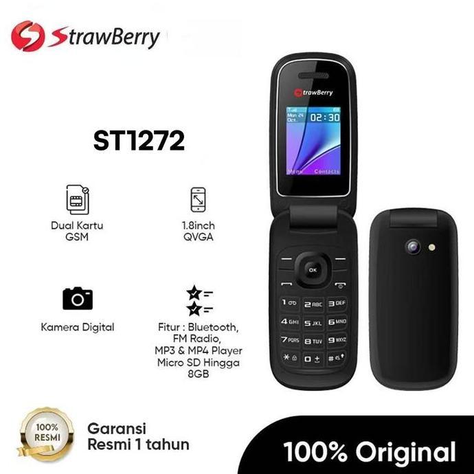 Strawberry St1272 Hp Flip Jadul Dual Sim Jaringan Hanya Bisa 2G Gsm 1.8 Inch Qvga Baterai 800Mah Sen