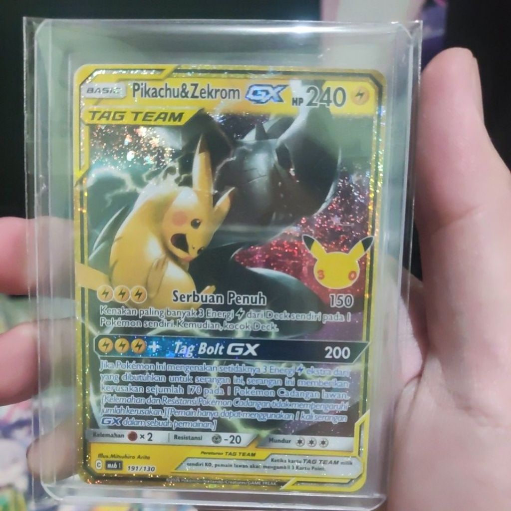 Pilachu & Zekrom GX tag team 30th celebration kartu pokemon tcg indo