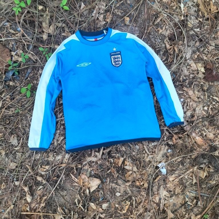 Jersey Bola Anak England Umbro Lengan Panjang Biru Putih Kasual