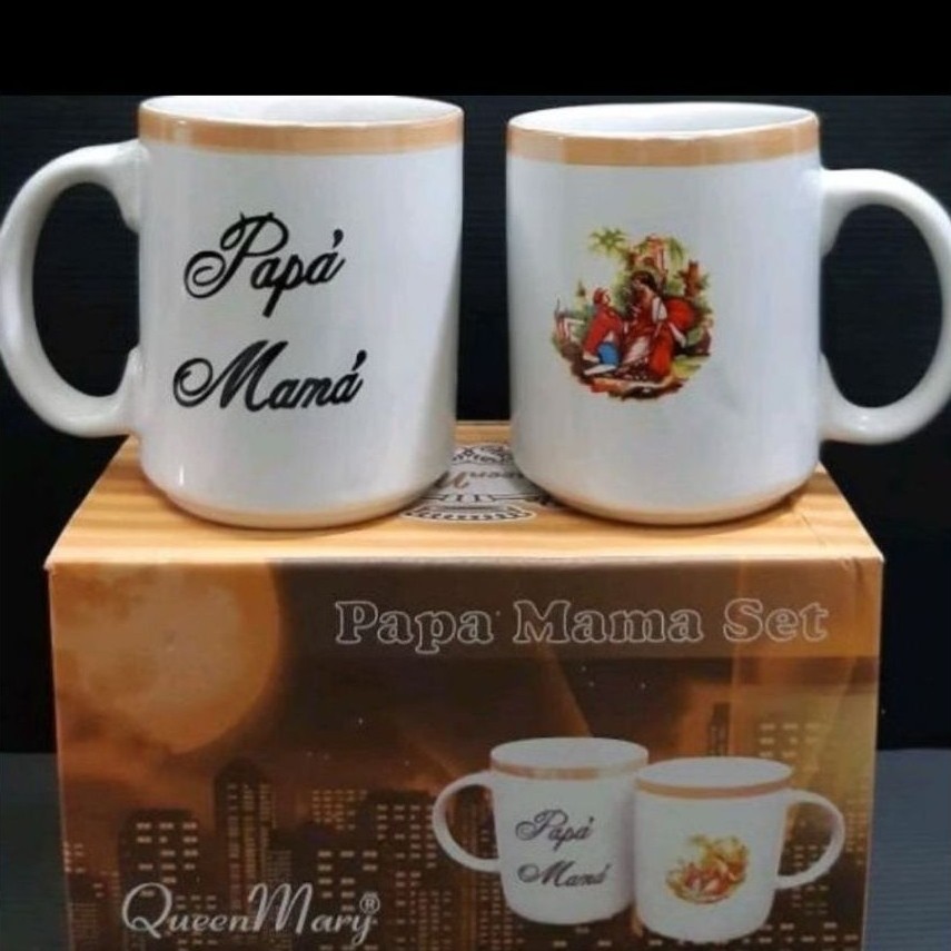 gelas keramik papa mama 2pcs mrh kualitas ok