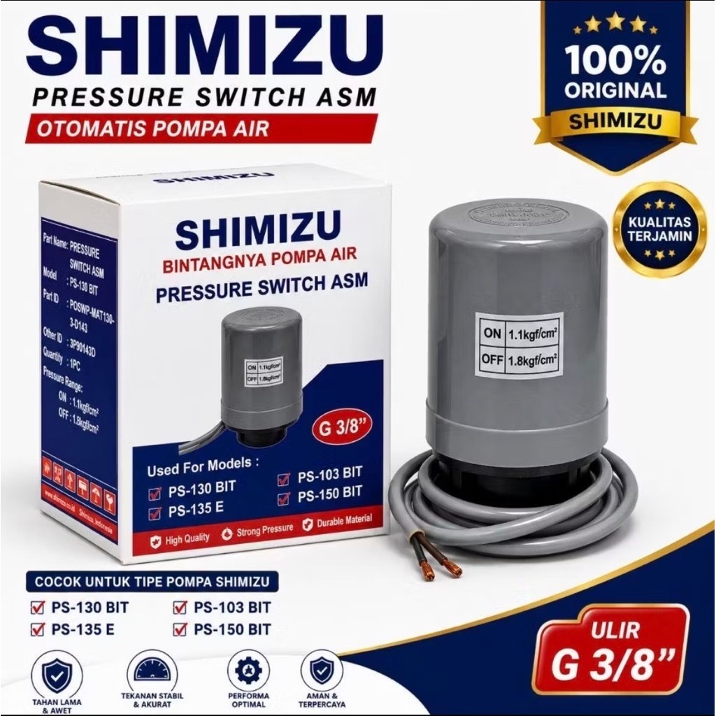 Otomatis Sanyo Pompa Air / Pressure Switch SHIMIZU PS 130 / 135 Shimitzu Simitzu