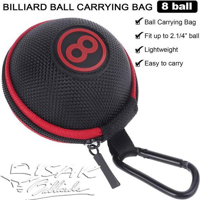 Rico- Billiard Ball Bag - 8-Ball Tas Bola Biliar Carabiner Storage Pool Cue