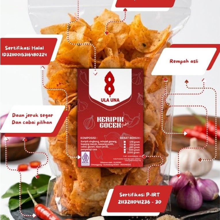 Keripik Gocek ulauna pedas dan original