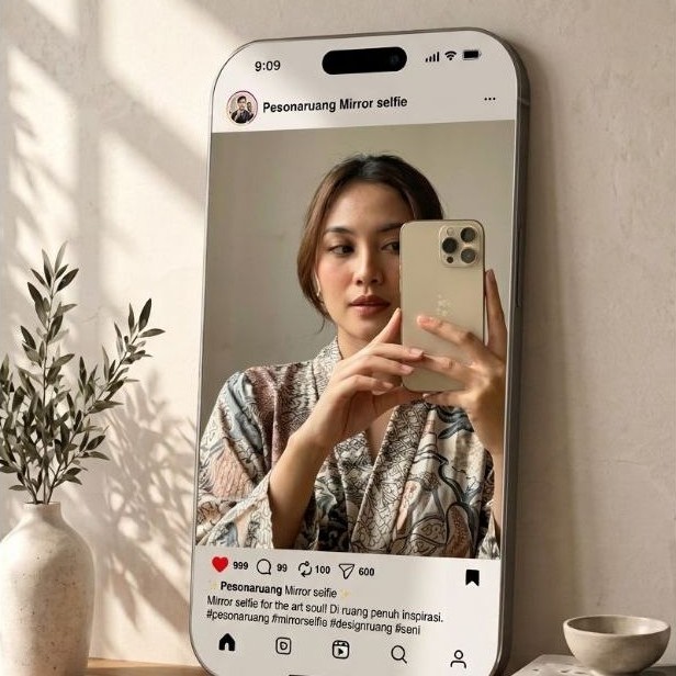 Cermin Instagram Custom Mirror Selfie Cermin Selfie Estetik Custom Foto Username spot foto kekinian