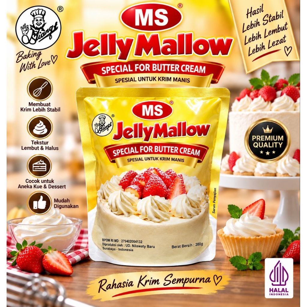 bahan kue butter cream / krem manis / mentega manis / menghias cake ultah / Jelly Mallow - MS Baker(