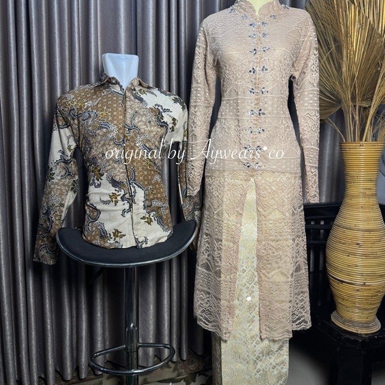 aywears • Set Couple Malika Moca dan Kemeja batik pasangan