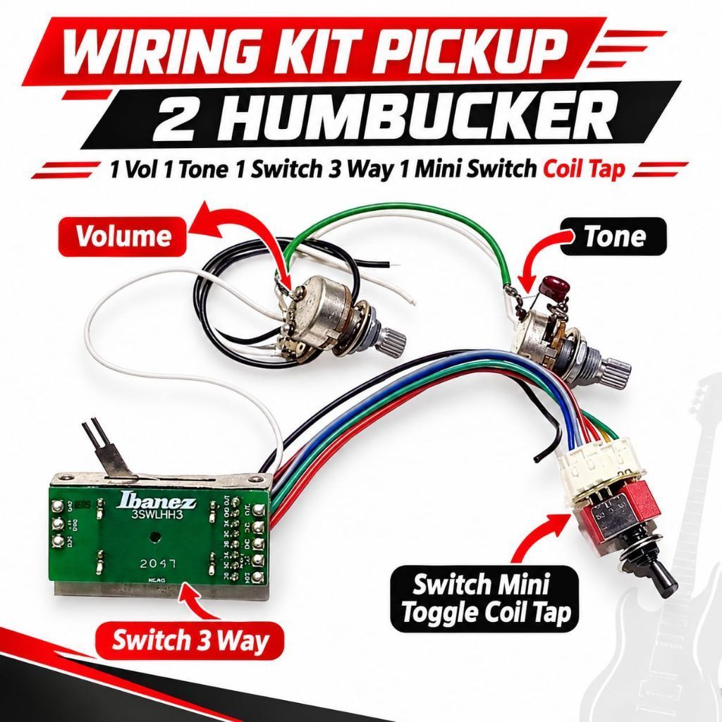 ‎Wiring Kit Assembly 2 Pickup Humbucker Original Ibanez