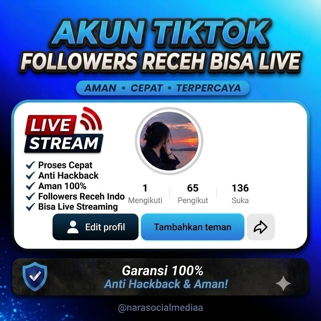 Akun Tiktok Fresh Followers Receh Bisa live streaming