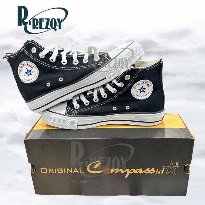 DS55 - R Rezqy - Sepatu Compass Id model High Sepatu Anak Sekolah Sd Smp Sma warna Hitam putih