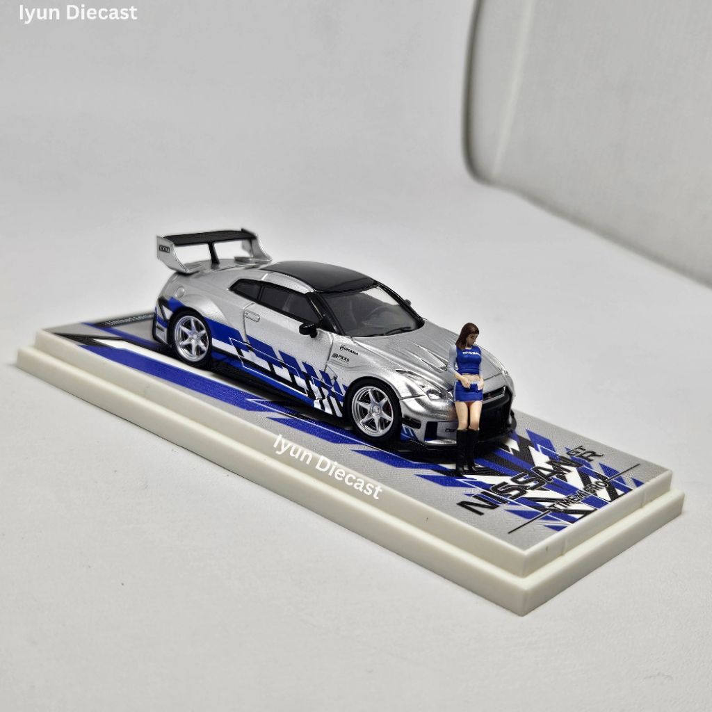 TIME MICRO Nissan GT-R R35 Skyline Fast & Furious Silver Blue Figure UNSEAL 1:64