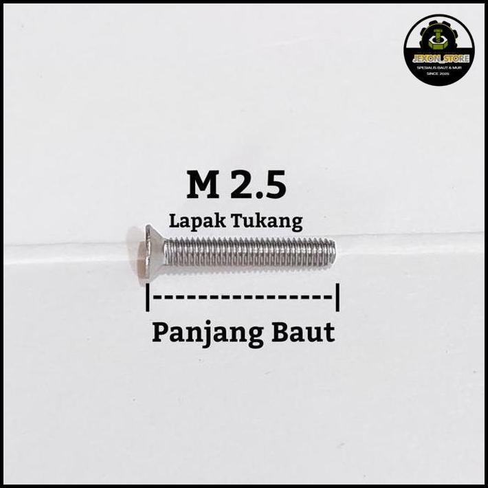 100Pcs Baut M2.5 Countersunk M2.5X14 M2.5X 16 M2.5X18 M2.5X20 M2.5X25 M2.5X30 Baut M2.5 Stainless Te