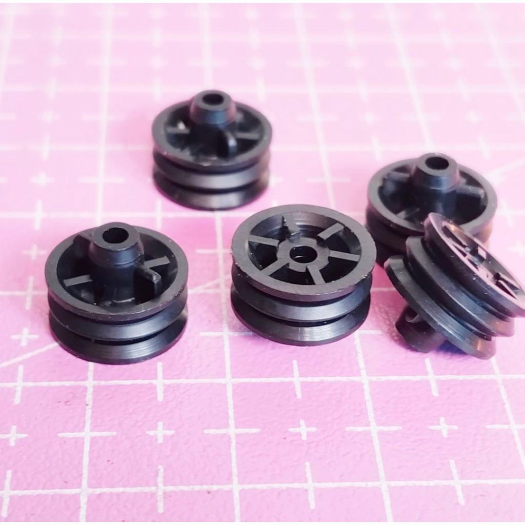 Pulley Dial Radio Tape Jadul - Puli Plastik 2 Parit Hitam Lubang As Kecil