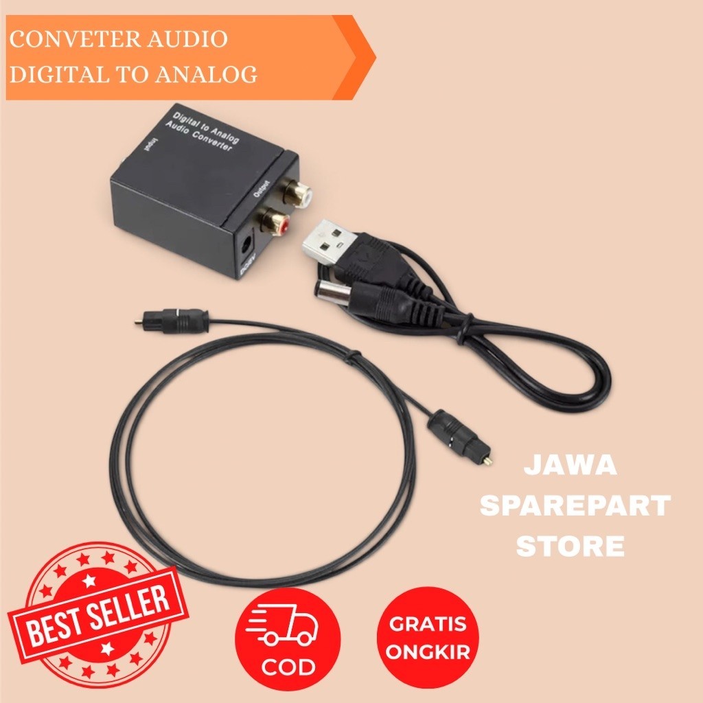 CONVERTER AUDIO DIGITAL TO ANALOG + KABEL OPTIK / DIGITAL TO ANALOG AUDIO CONVERTER