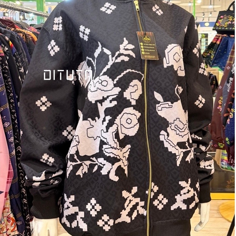 Premium Jaket Etnik Khas Sulsel by @katalog_dituta.id Motif Lagosi putih
