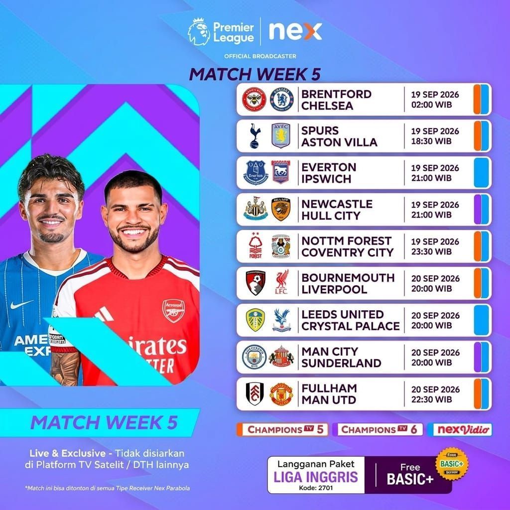 Voucher Paket Liga Inggris Nex Parabola Matrix Garuda 30/90 hari