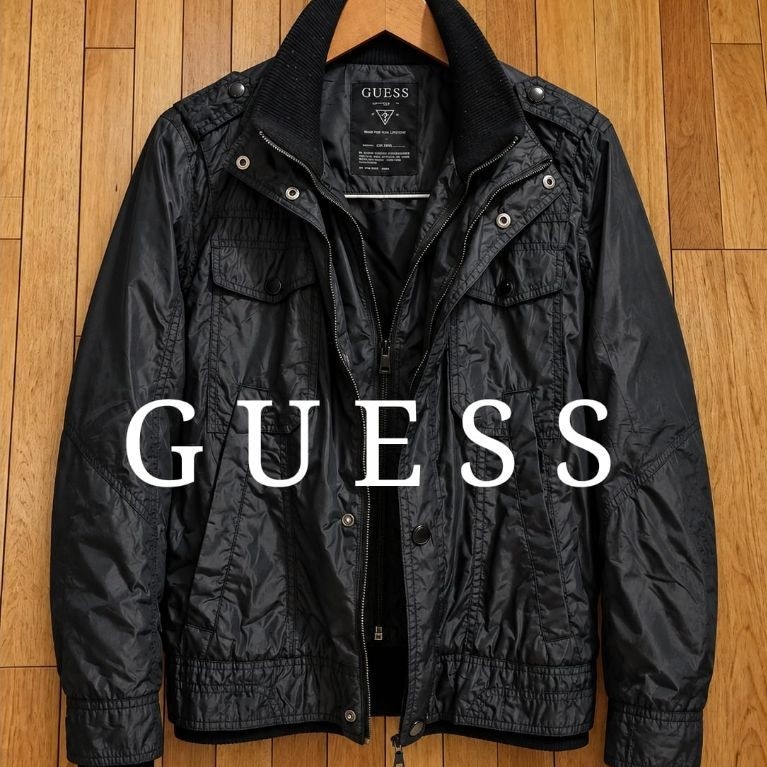 Jaket guess rider double zipper second original