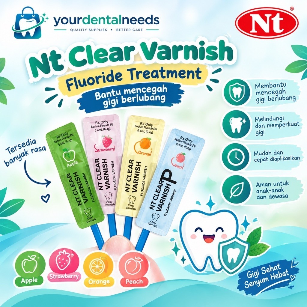 NT clear varnish /Fluorodose / fluoride varnish / aplikasi fluor oles untuk pasien murah fluorodose 