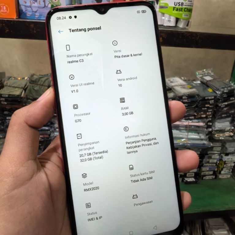 Realme c3 Ram 3/32 Minus retak kaca kamera belakang  (hp android , hp second)