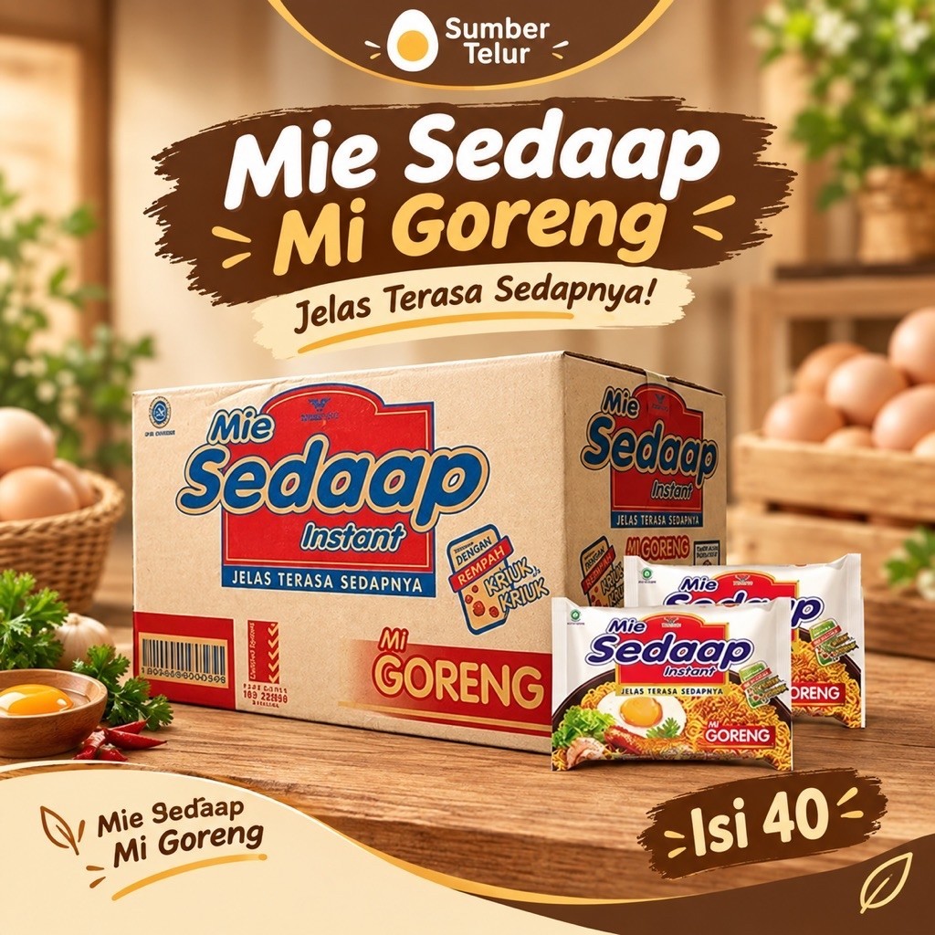 MIE INSTAN SEDAP GORENG 1 DUS ISI 40 PCS - MIE INSTAN