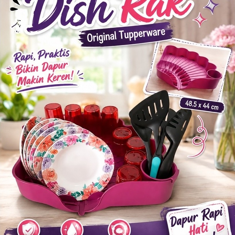 Dish Rak (rak piring) original Tupperware, mini signature Tupperware