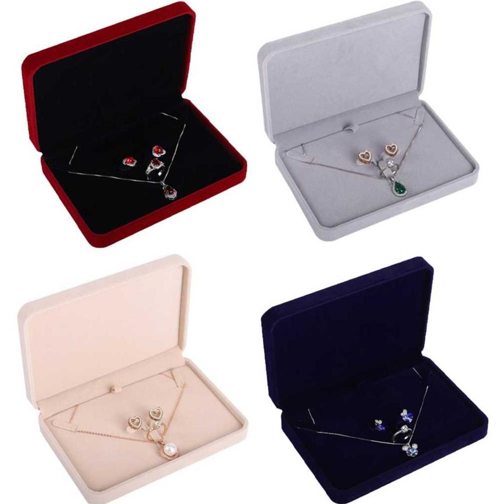 JM Kotak Set Perhiasan Beludru Set Kotak Kalung Anting Cincin Box Perhiasan Velvet Tempat Penyimpana