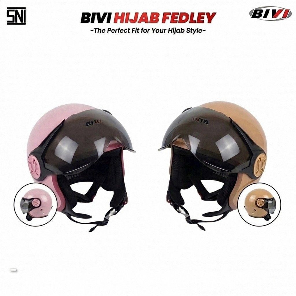Helm Bogo Retro Hijab Friendly Premium - Stylish Nyaman SNI Bivi Dewasa
