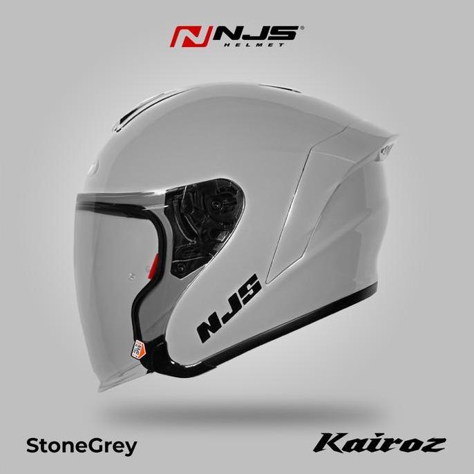 Wehel- Njs Kairoz Stone Grey Gloss/Doff - Helm Half Face | Kairoz | Kairoz V1 | Kairoz Polos | Kairo
