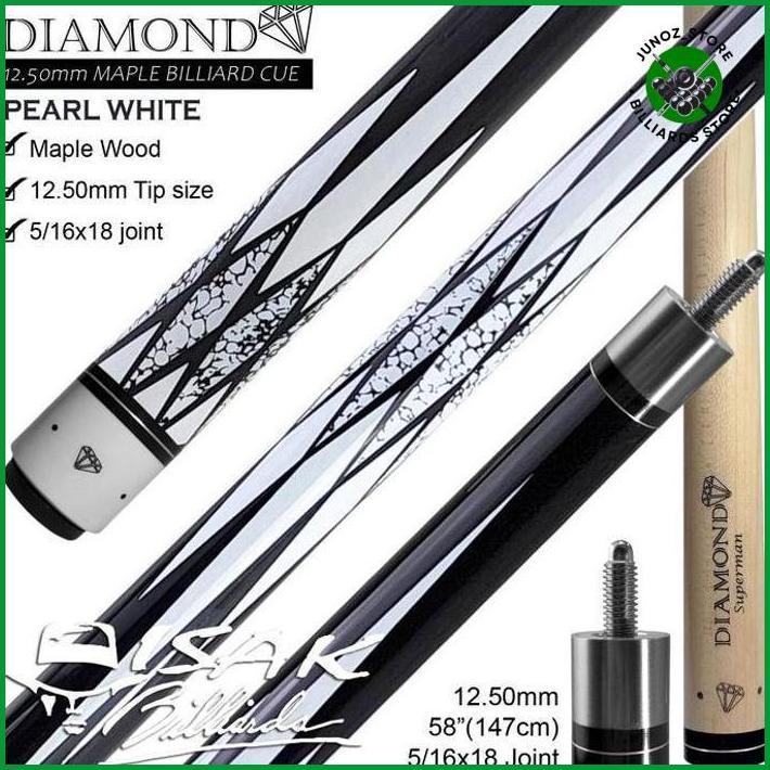Diamond Maple Pool Cue 12.5Mm | Pearl White Billiard Stick Bola Besar Forsale