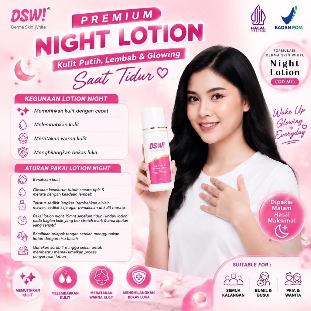 [BPOM] DERMA SKIN WHITE LOTION LUXURY PREMIUM SUPER | WHITENING LOTION PREMIUM | LOTION NIGHT EXTRA 