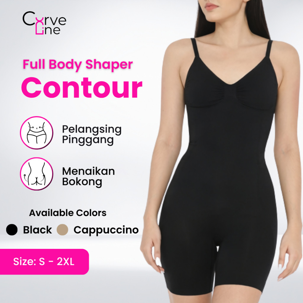 Curve Line - Contour Bodysuit Slimming Korset Pembentuk Perut Pinggang Paha Shapewear Wanita Body Sc