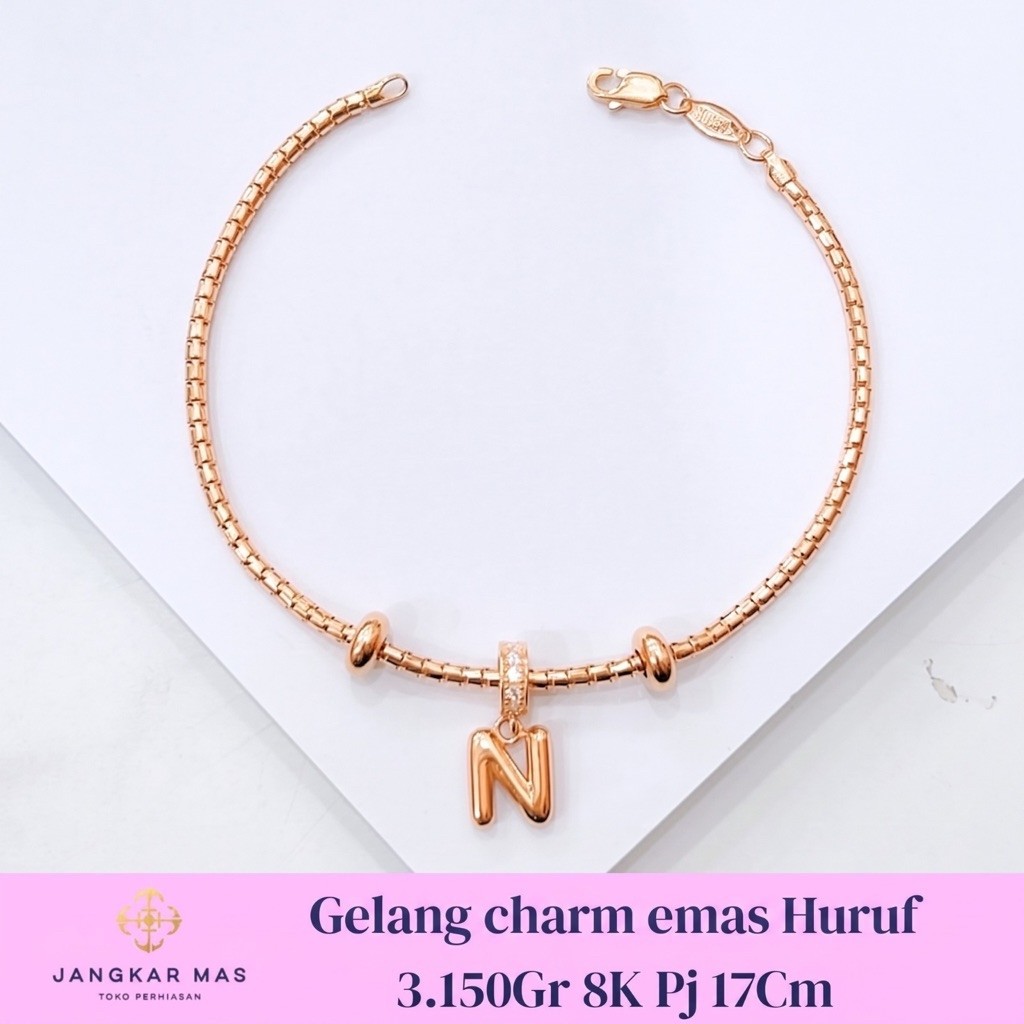 GELANG Charm Emas HURUF 8K 3.150GR