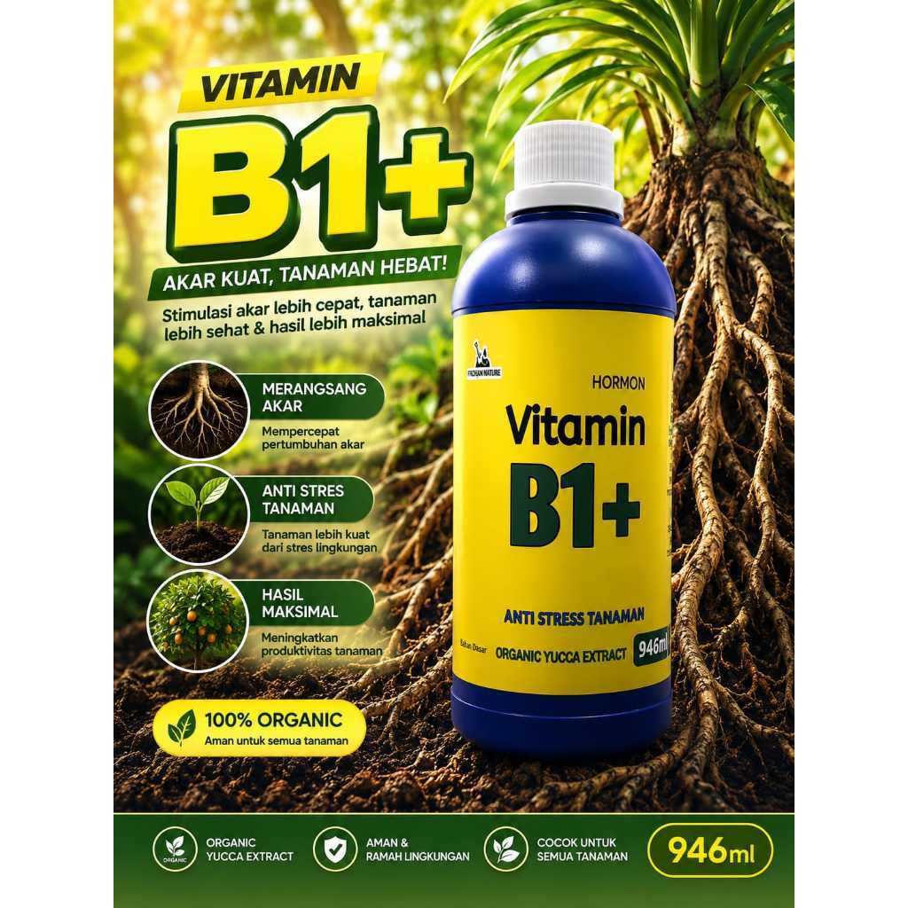 ET-KEBUN NATURE - Vitamin Akar B1 Plus Tanaman Kemasan Botol Biru