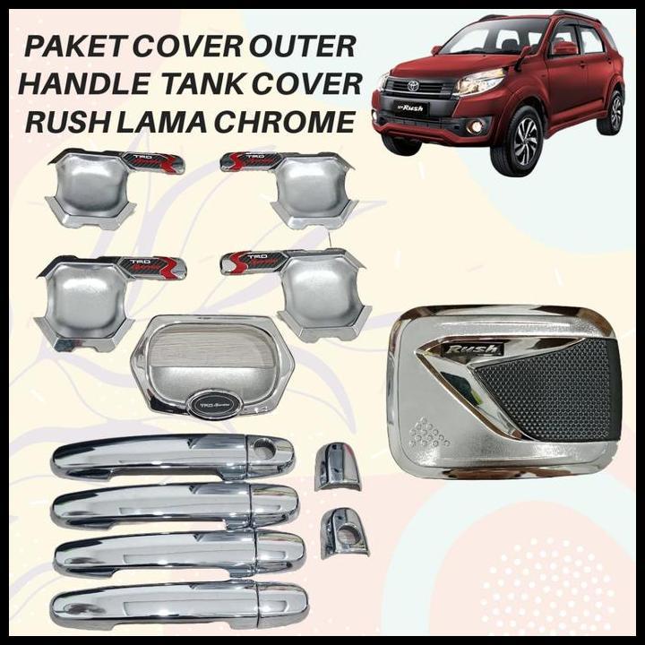 HOT DEAL PAKET OUTER HANDLE TANK COVER RUSH TERIOS LAMA CHROME AKSESORIS MOBIL PEGANGAN PINTU TANGKI